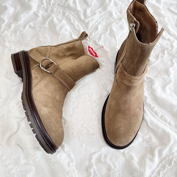 Blondo Taupe Renae Suede Waterproof Booties New - Picture 6 of 8